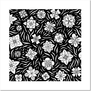 Black and White Flowers Posters and Art